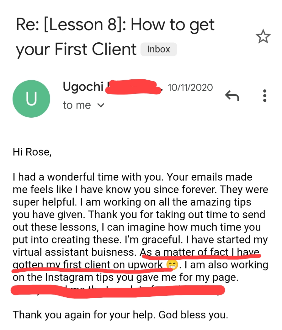 Ugochi's testimonial