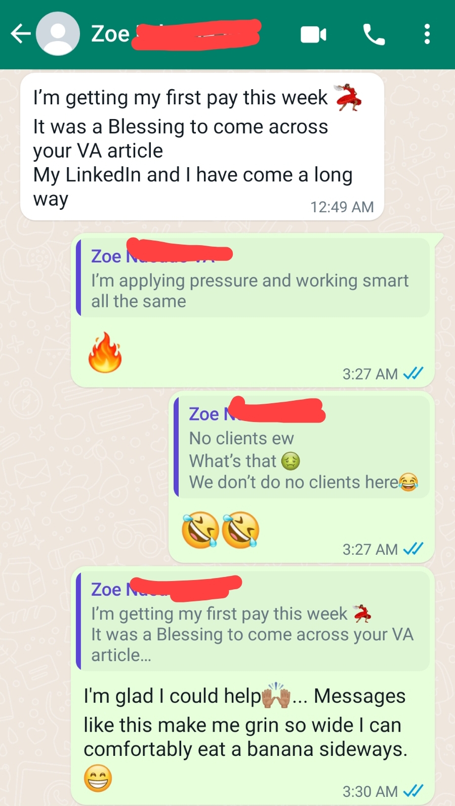 Zoe's testimonial